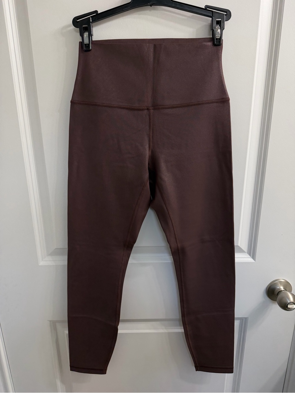 NWOT CRZ Yoga High-Waist Faux Leather Brown Leggings